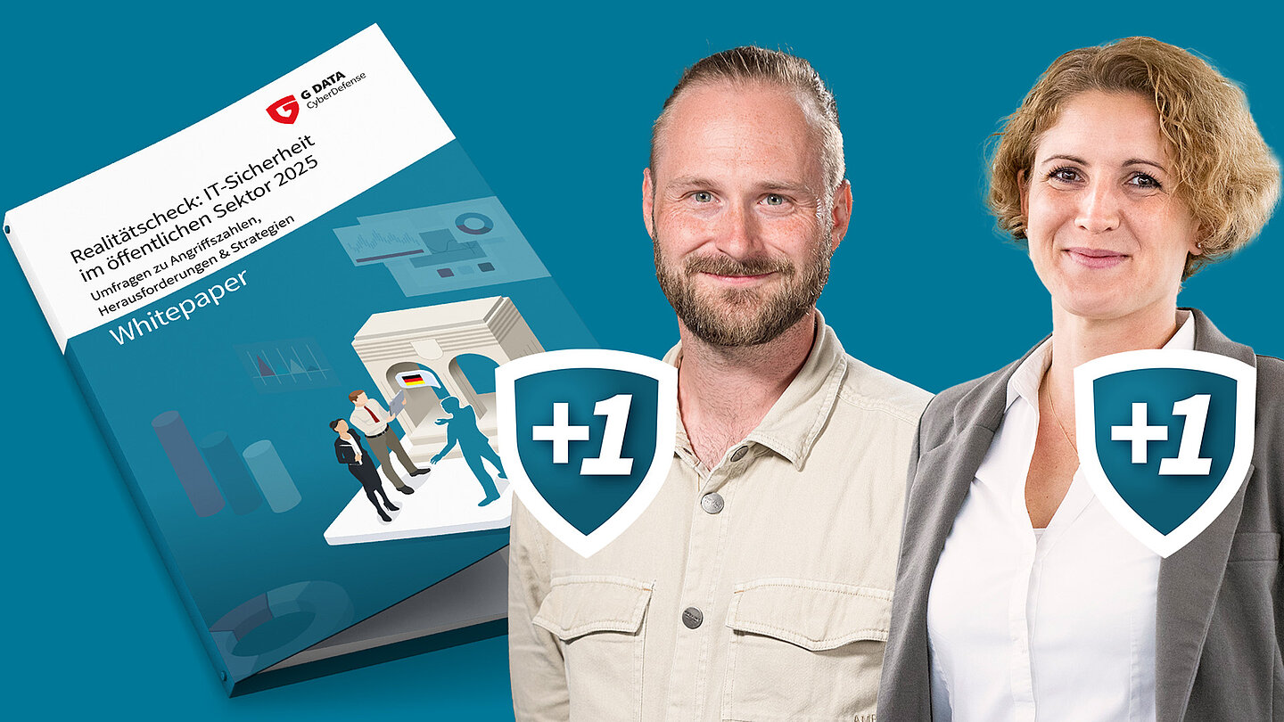 Webinar-Referenten mit dem Paper "IT-Sicherheit im öffentlichen Sektor"