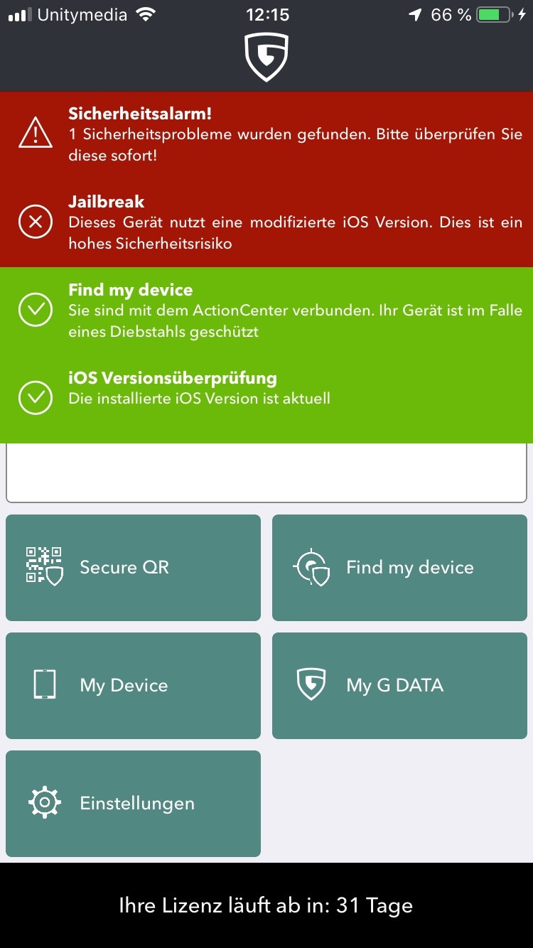 G DATA warnt, wenn ein Jailbreak auf einem iPhone oder iOS-Gerät entdeckt wurde.