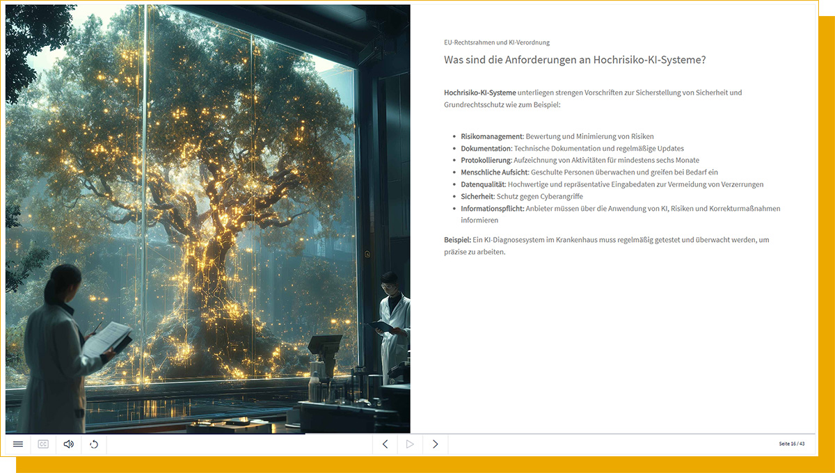 Die KI-Verordnung klassifiziert KI-Systeme Screenshot aus dem E-Learning Künstliche Intelligenz