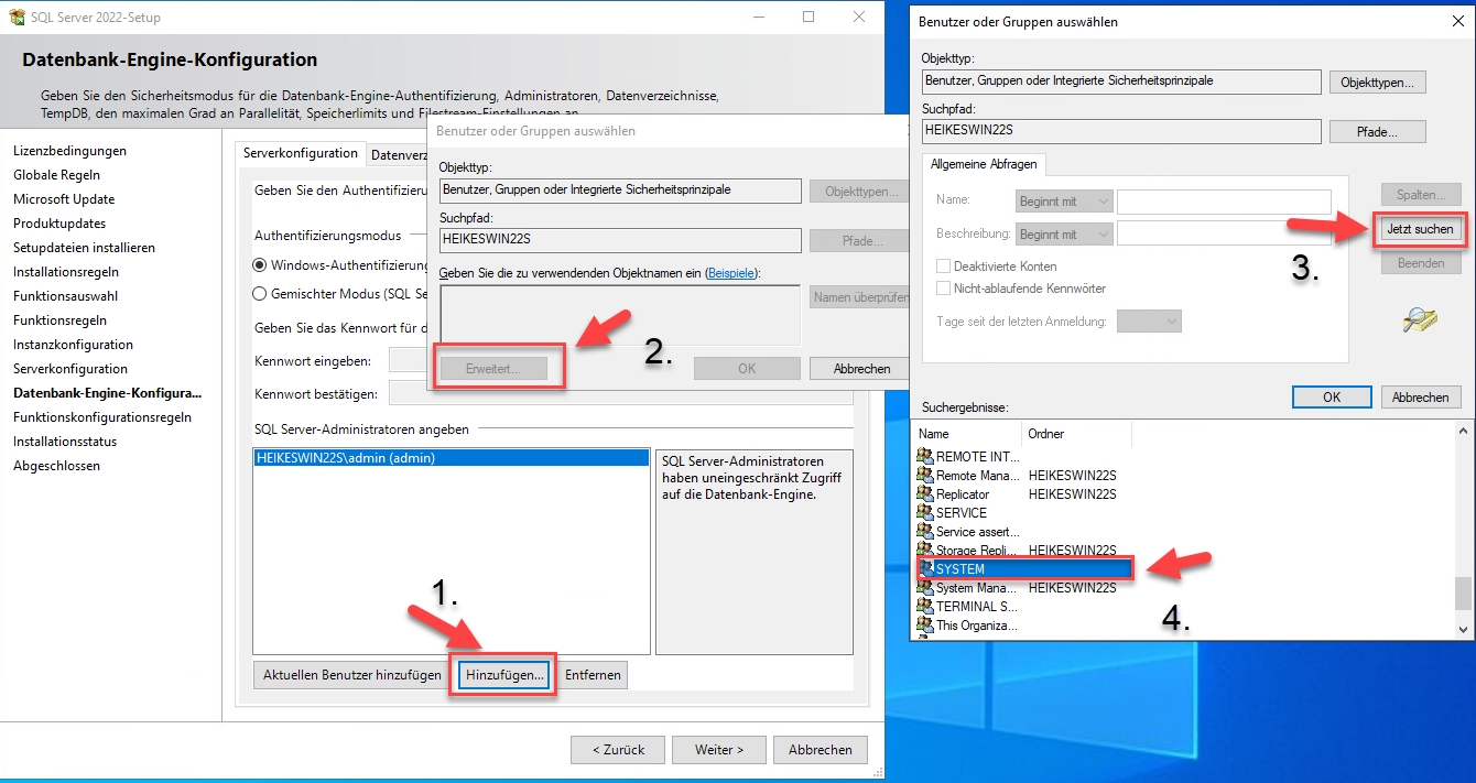 SQL Datenbankkonfiguration Microsoft SQL Express