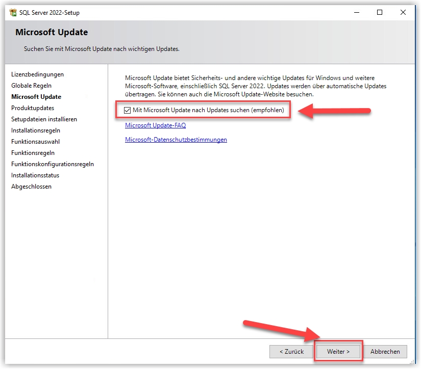 Datenschutz Setupdatei Microsoft SQL Express