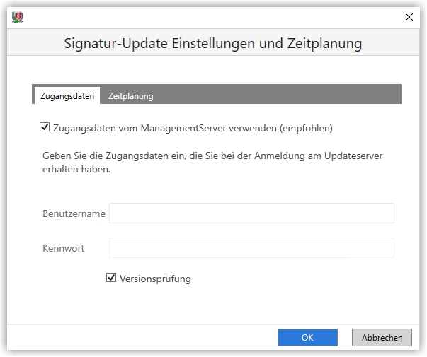 Signatur-Update Einstellungen und Zeitplanung