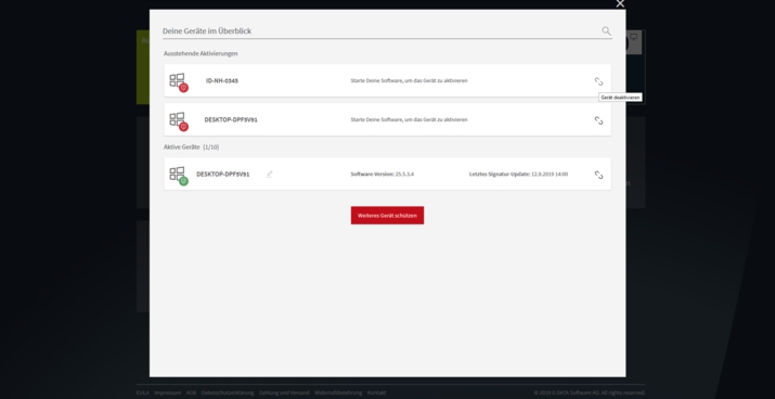 G DATA Geraeteverwaltung Geraet deaktivieren