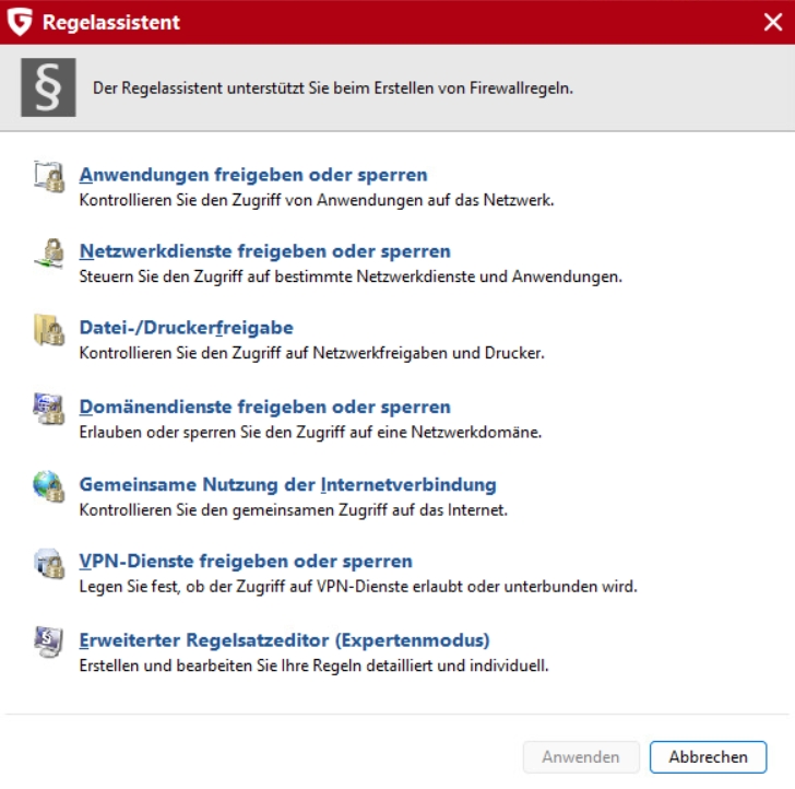 Firewall Regelassistent