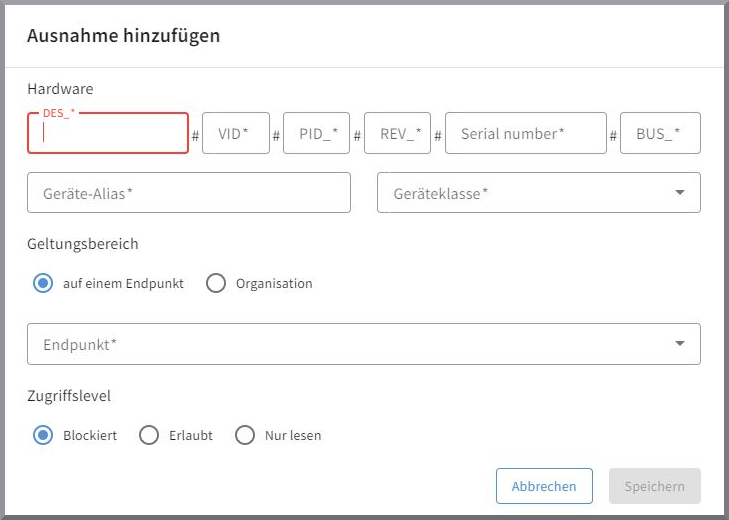 Ausnahme hinzufügen