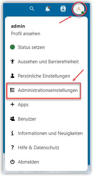 G DATA AntiVirus für Nextcloud Administrationseinstellungen