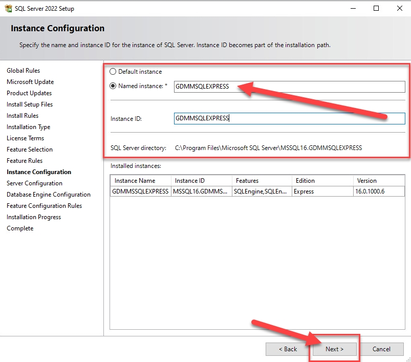 SQL Installation Configuration Microsoft SQL Express