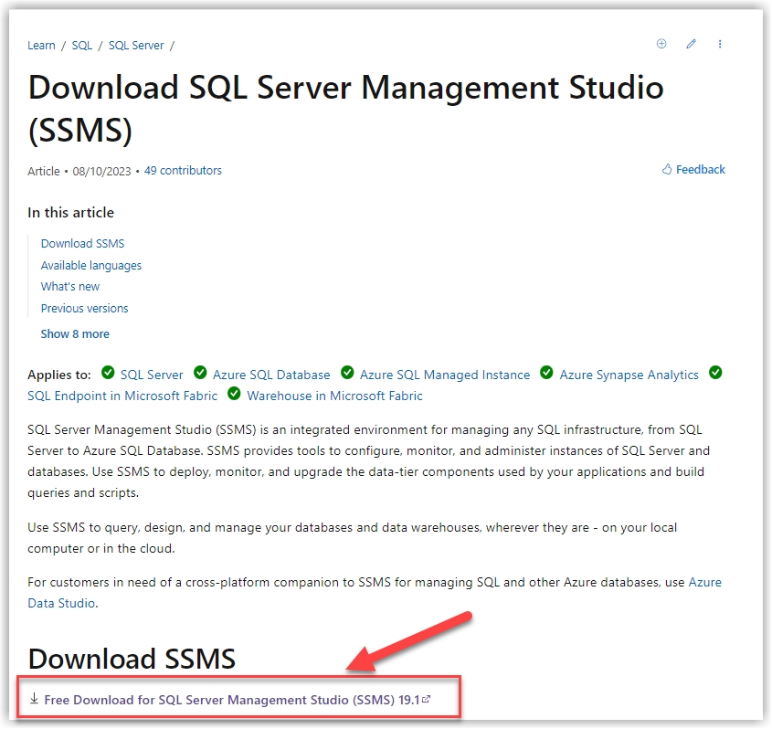 Download setup file from Microsoft