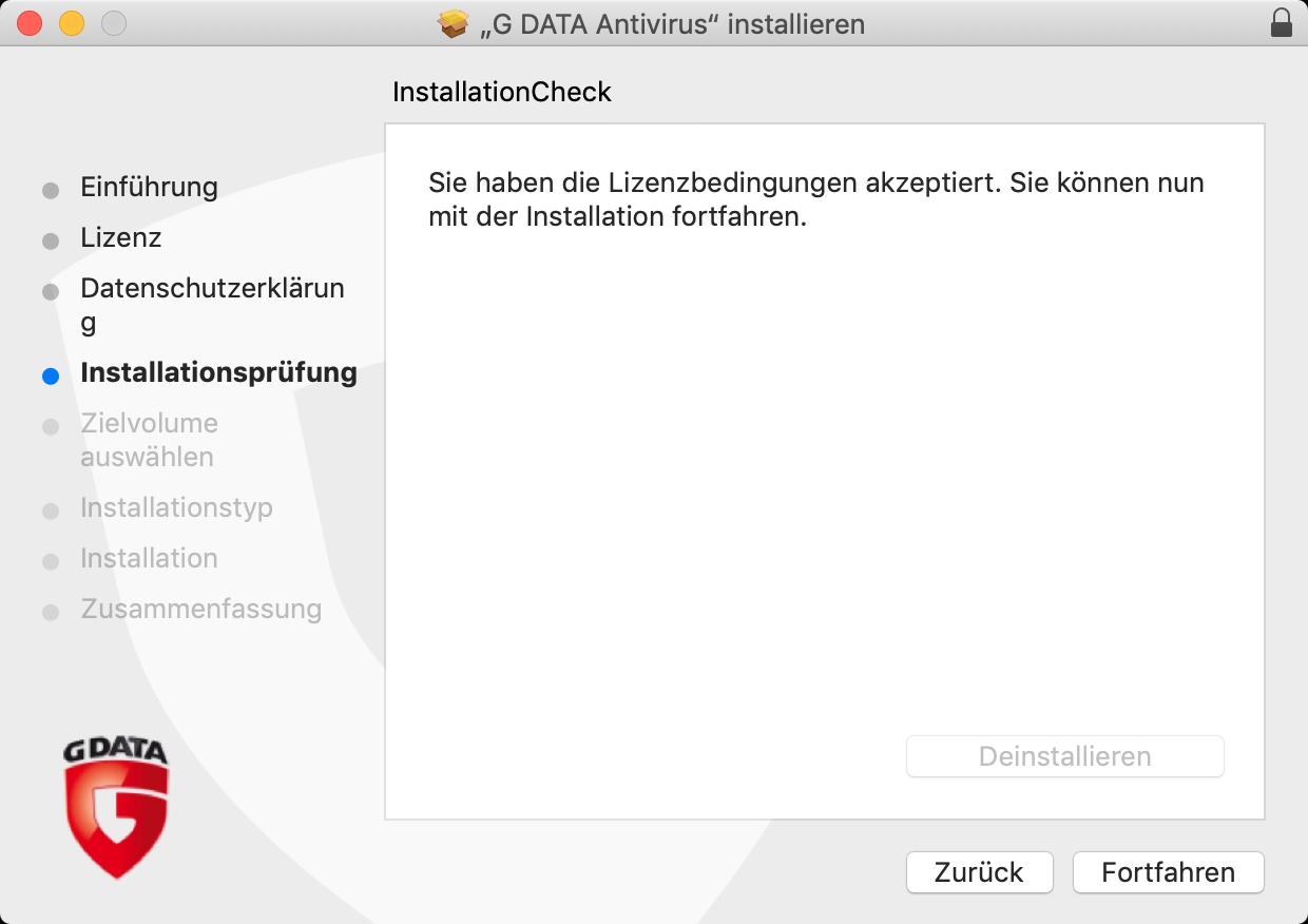 AntiVirusMac Installation Installationspruefung