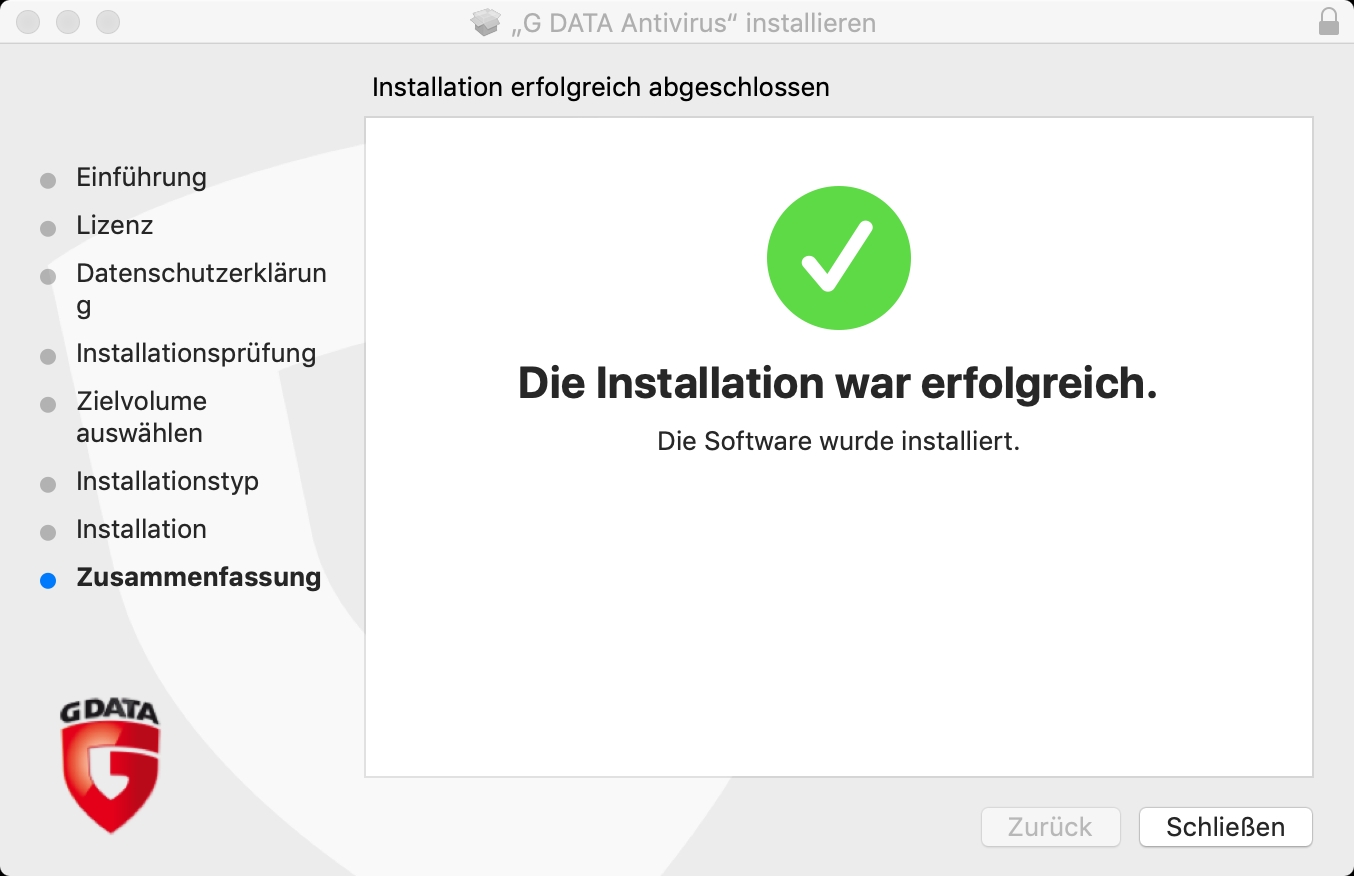 AntiVirusMac Installation Zusammenfassung