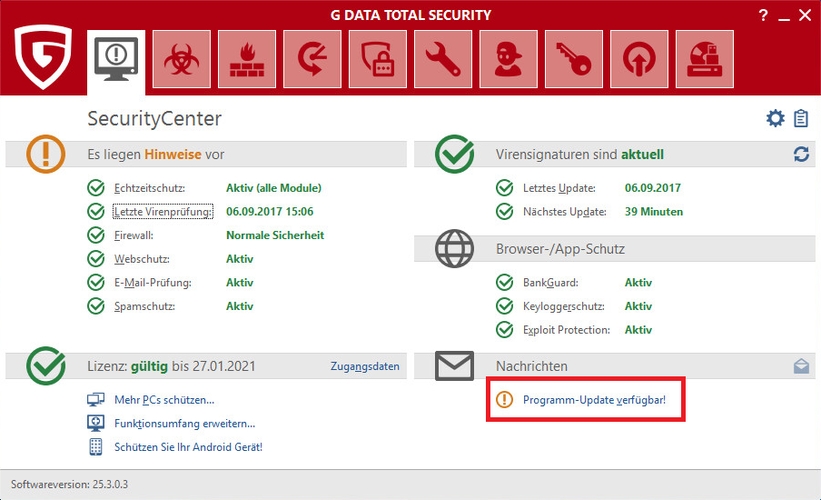 GDATATOTALPROTECTION SecurityCenterPGU verfuegbar