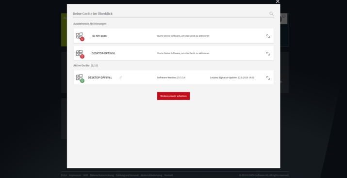 G DATA Geraeteverwaltung UEbersicht Deine Geraete