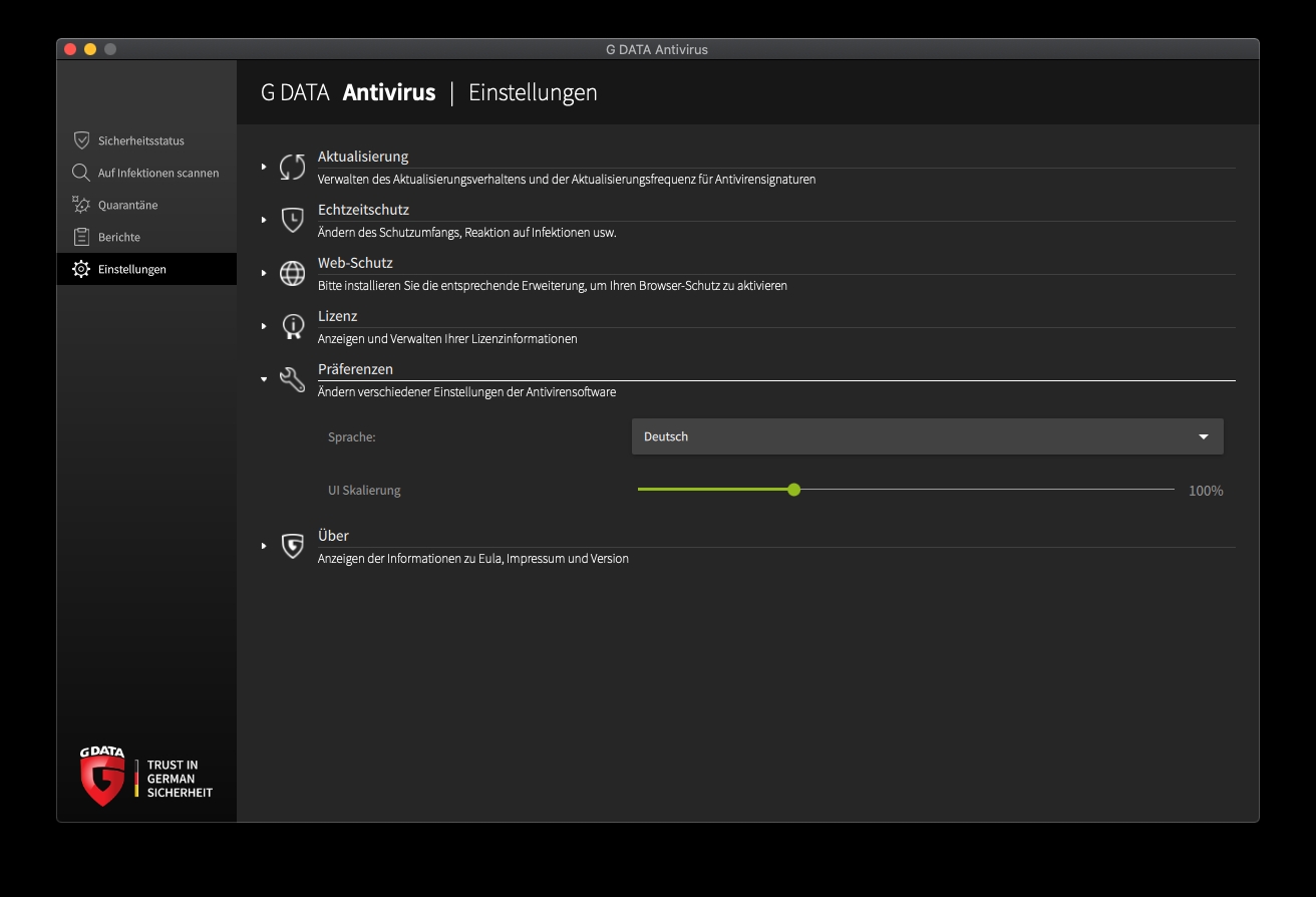 G DATA Einstellung Praeferenzen