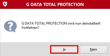 G DATA TOTAL PROTECTION Deinstallation Bestaetigung V25