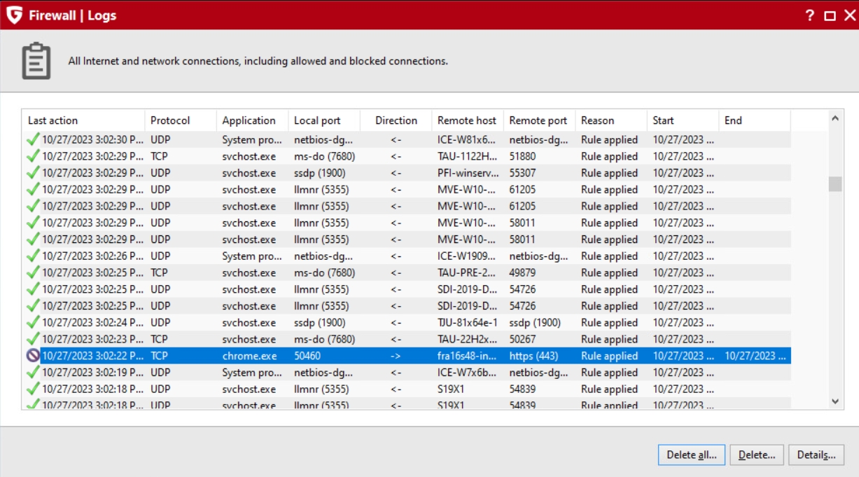 Unblock connections via protocoll