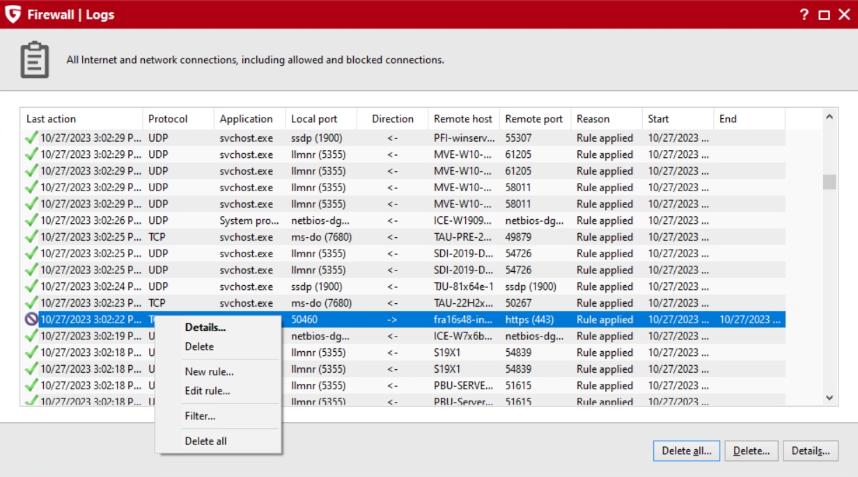 Unblock connections via protocoll