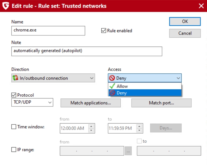 Unblock connections via protocoll