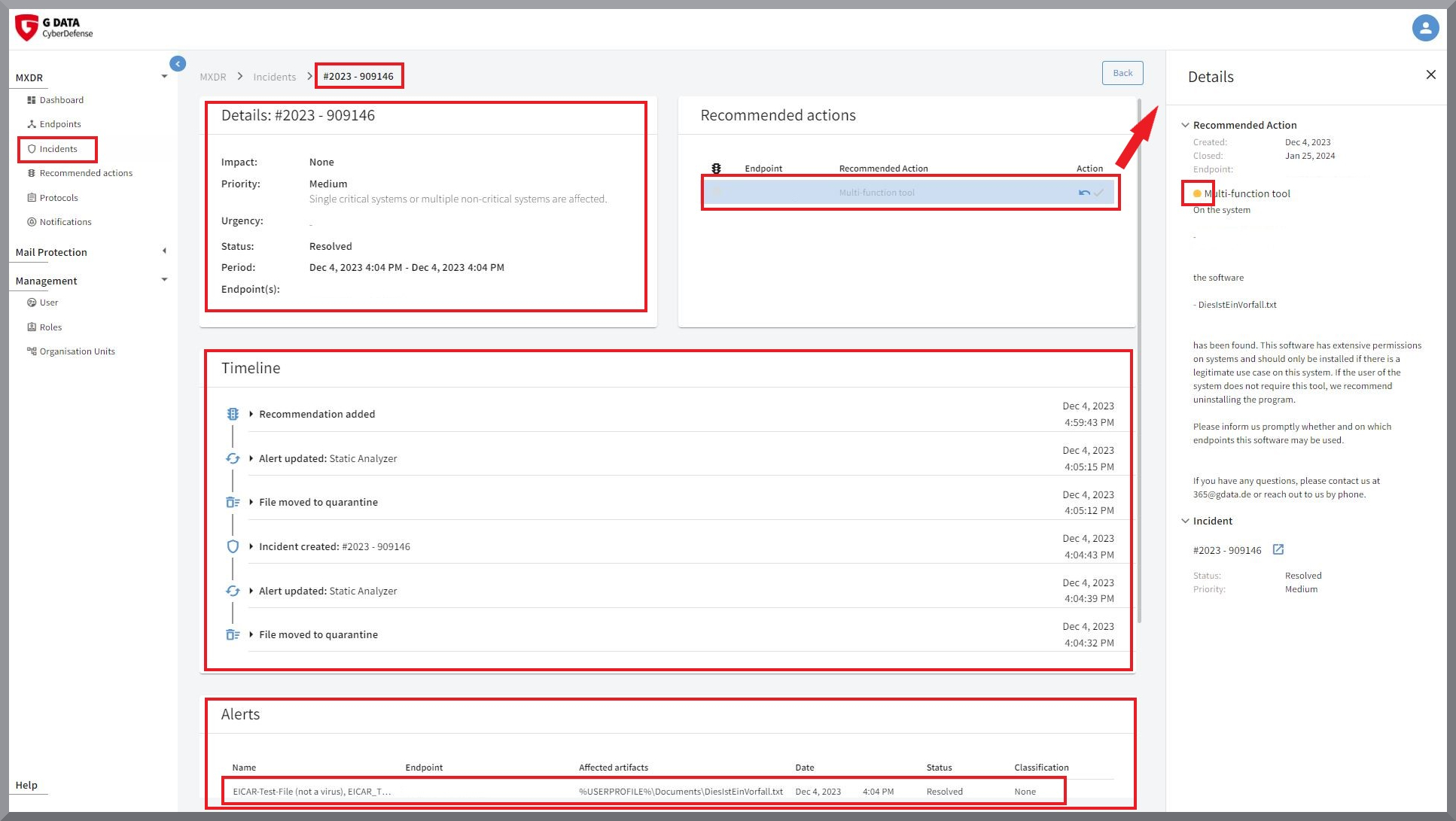 G DATA 365 | MXDR Incident overview