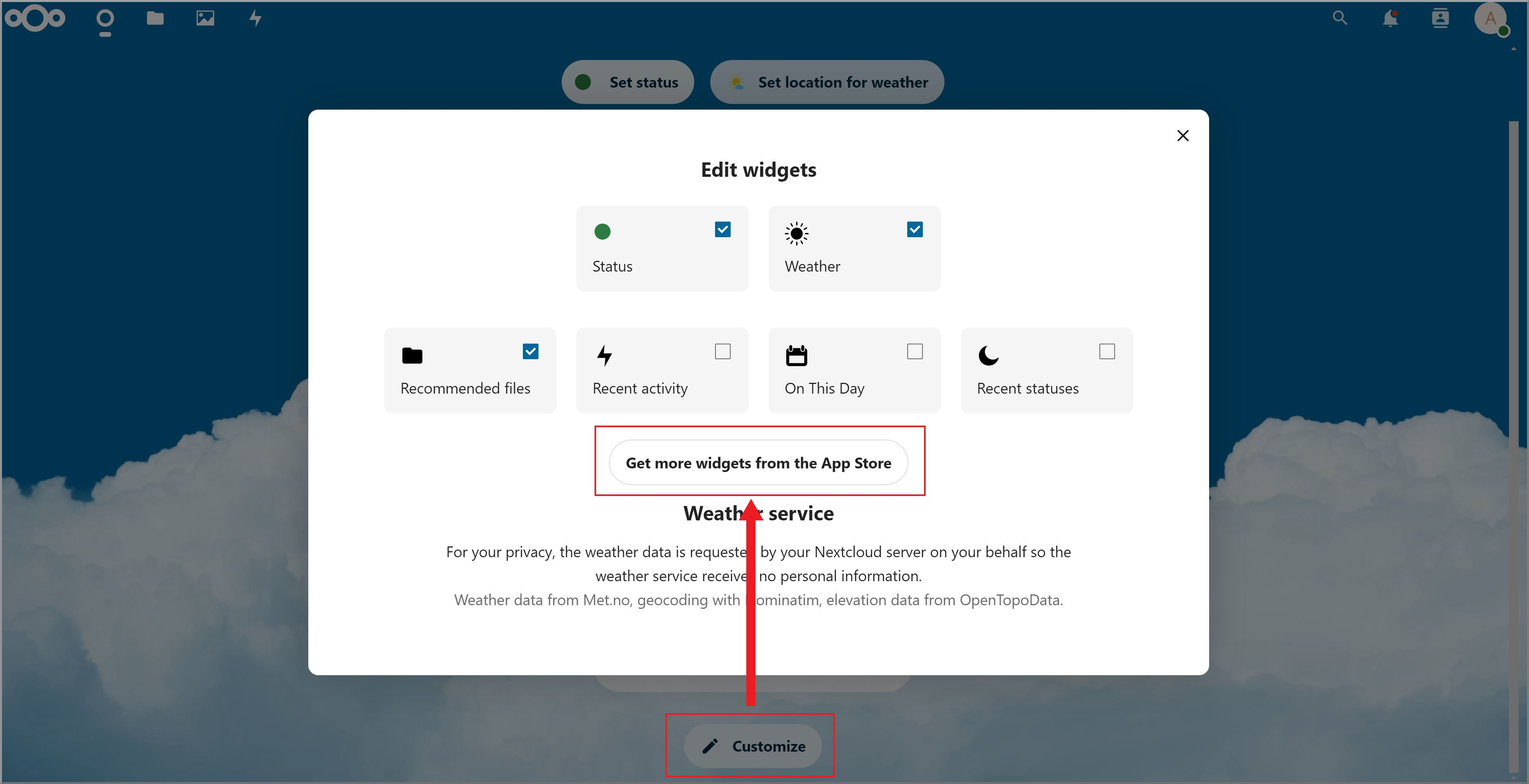 nextcloud app-store öffnen