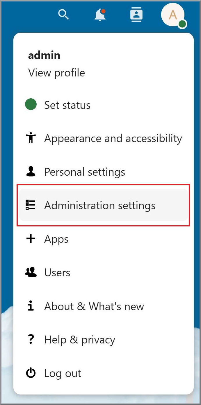 G DATA AntiVirus for Nextcloud Administration settings